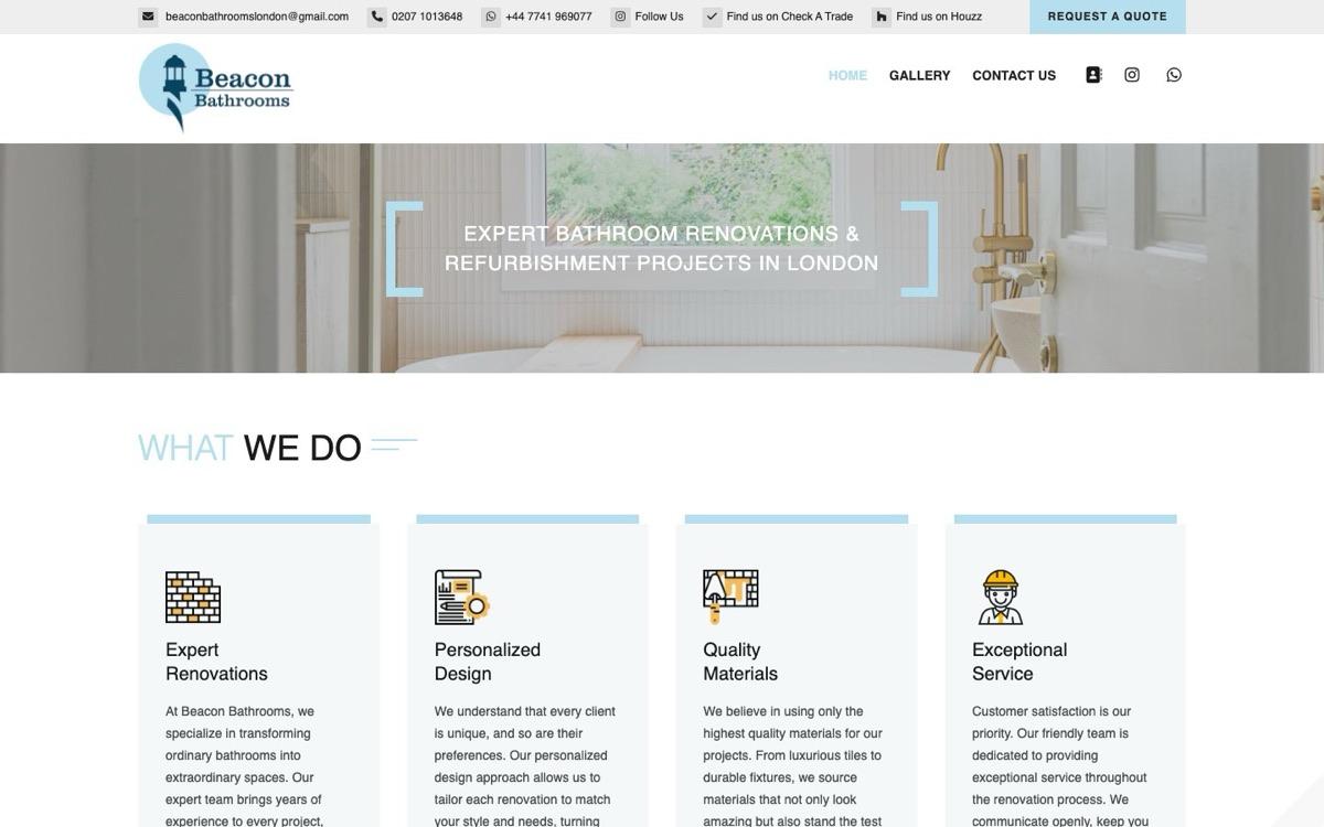 Beacon Bathrooms — Landing page