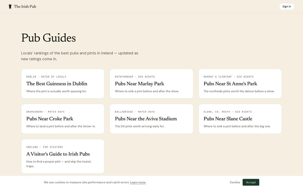 The Irish Pub — Local & thematic guides