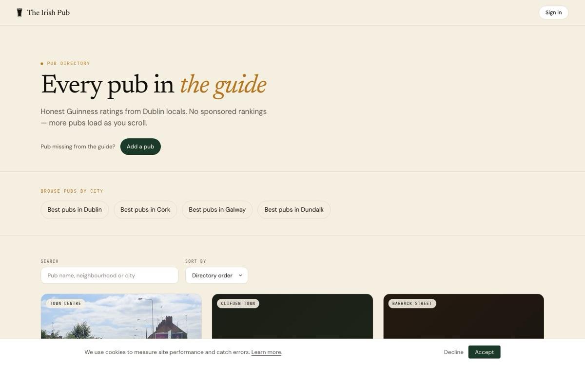 The Irish Pub — Pub directory